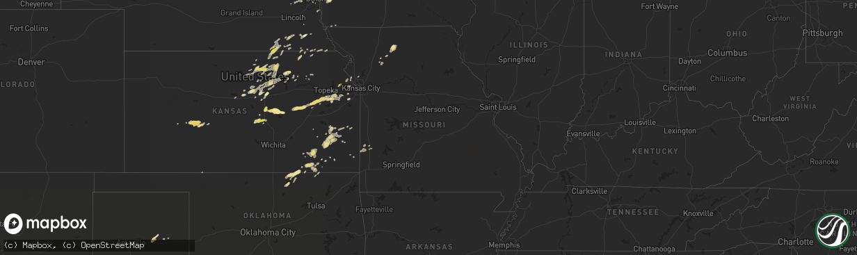 Hail map in Missouri on September 16, 2017