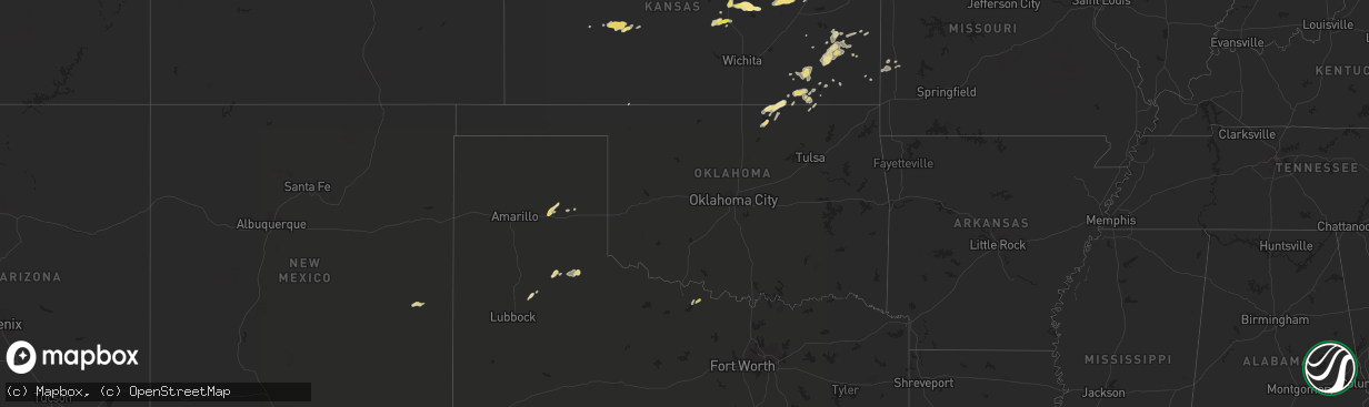 Hail map in Oklahoma on September 16, 2017