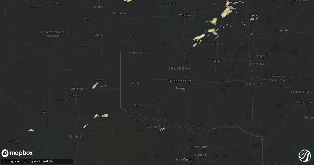 Hail map in Oklahoma on September 16, 2017