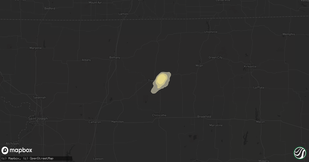 Hail map in Trenton, MO on September 16, 2017