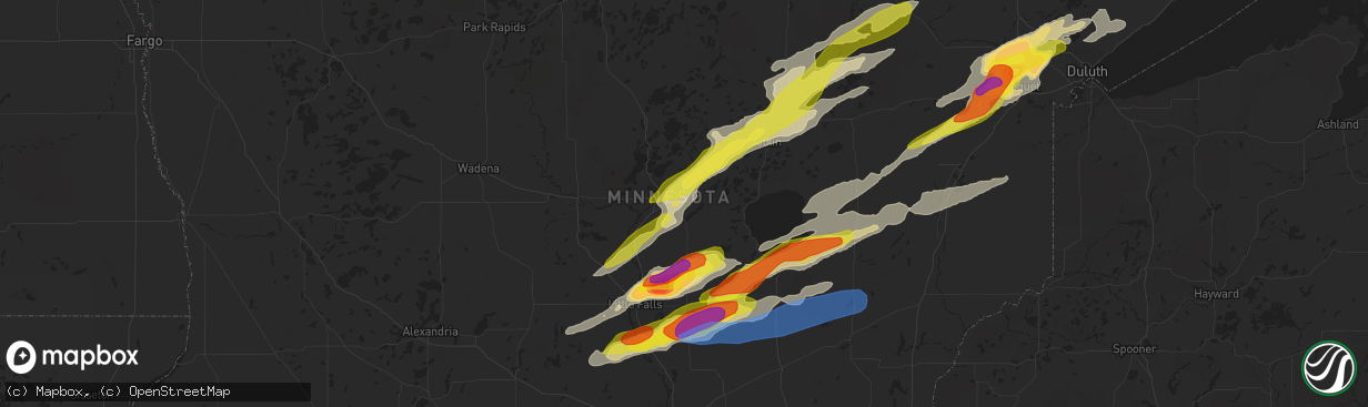 Hail map in Brainerd, MN on September 16, 2021