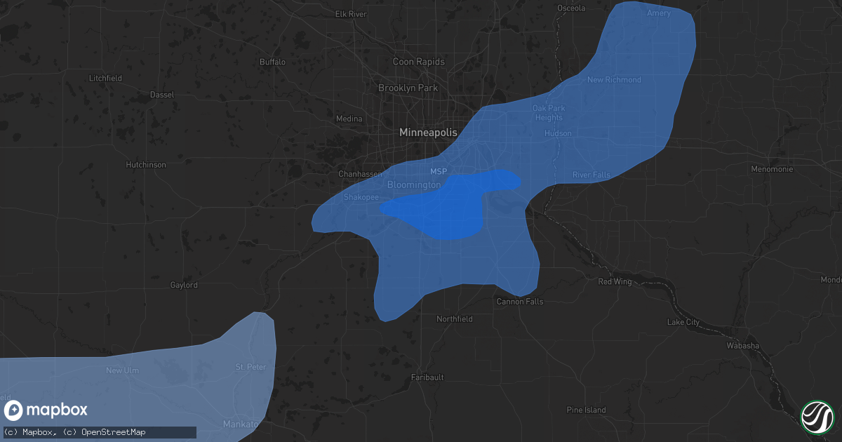 Hail map in Burnsville, MN on September 16, 2021