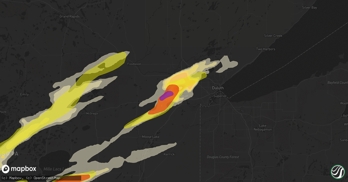 Hail map in Cloquet, MN on September 16, 2021