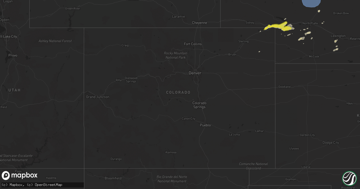 Hail map in Colorado on September 16, 2021