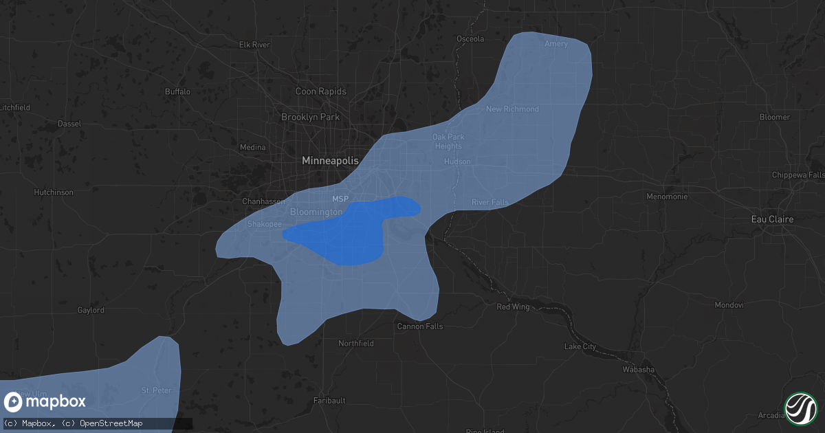 Hail map in Cottage Grove, MN on September 16, 2021