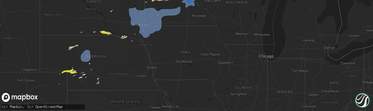 Hail map in Iowa on September 16, 2021