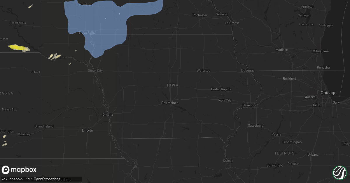 Hail map in Iowa on September 16, 2021