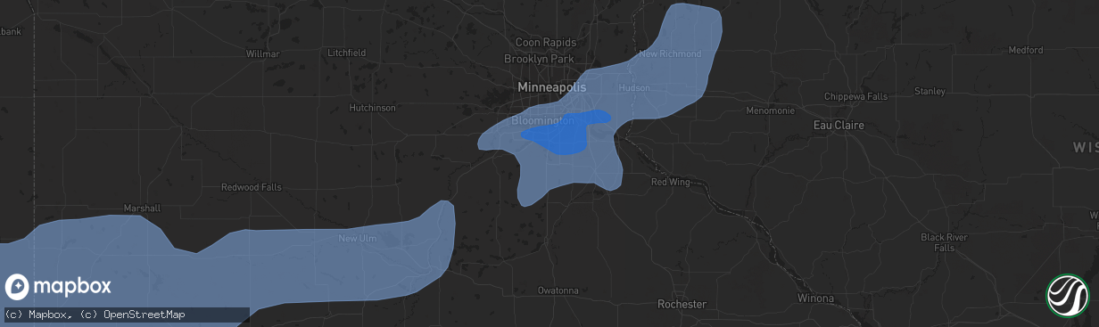 Hail map in Lakeville, MN on September 16, 2021