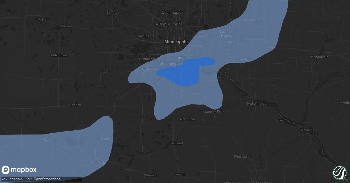 Hail map in Lakeville, MN on September 16, 2021