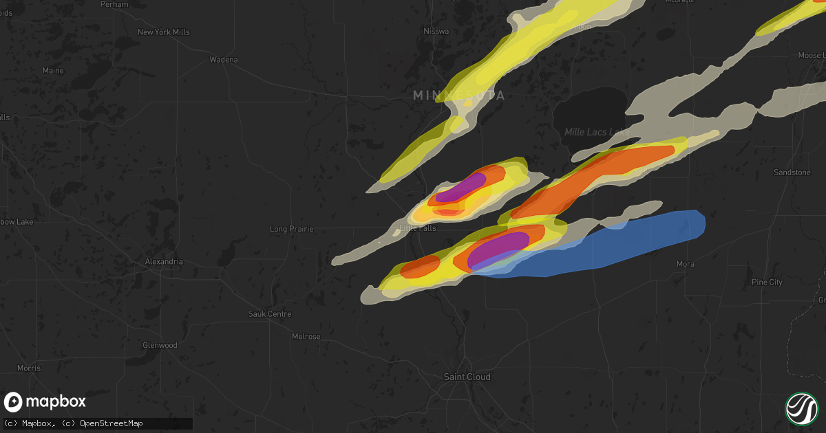 Hail map in Little Falls, MN on September 16, 2021