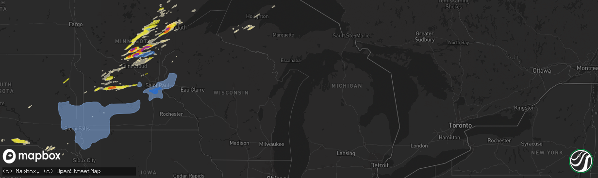 Hail map in Michigan on September 16, 2021