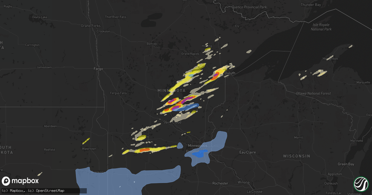 Hail map in Minnesota on September 16, 2021