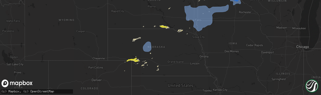 Hail map in Nebraska on September 16, 2021