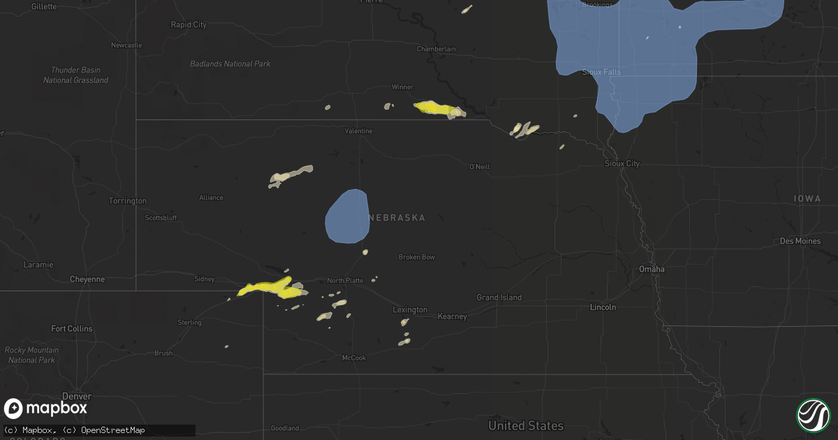 Hail map in Nebraska on September 16, 2021