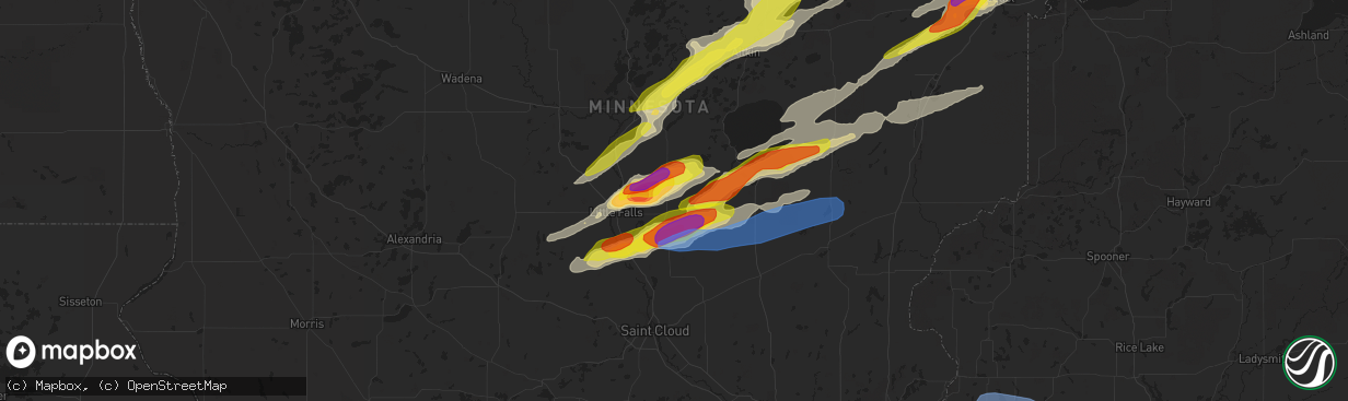 Hail map in Pierz, MN on September 16, 2021