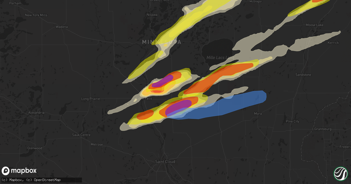 Hail map in Pierz, MN on September 16, 2021