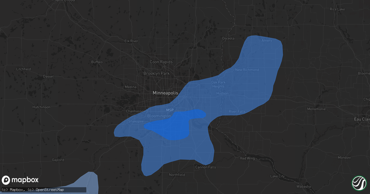 Hail map in Saint Paul, MN on September 16, 2021