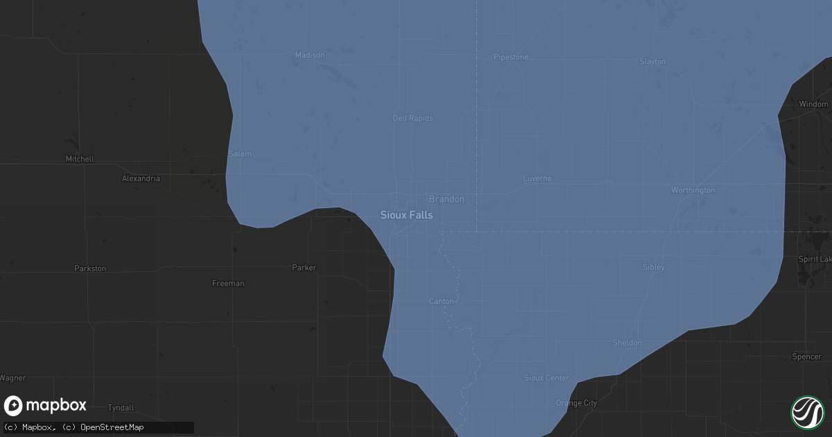 Hail map in Sioux Falls, SD on September 16, 2021
