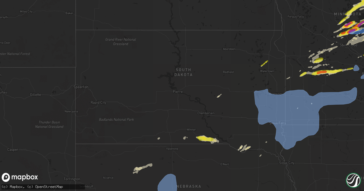 Hail map in South Dakota on September 16, 2021
