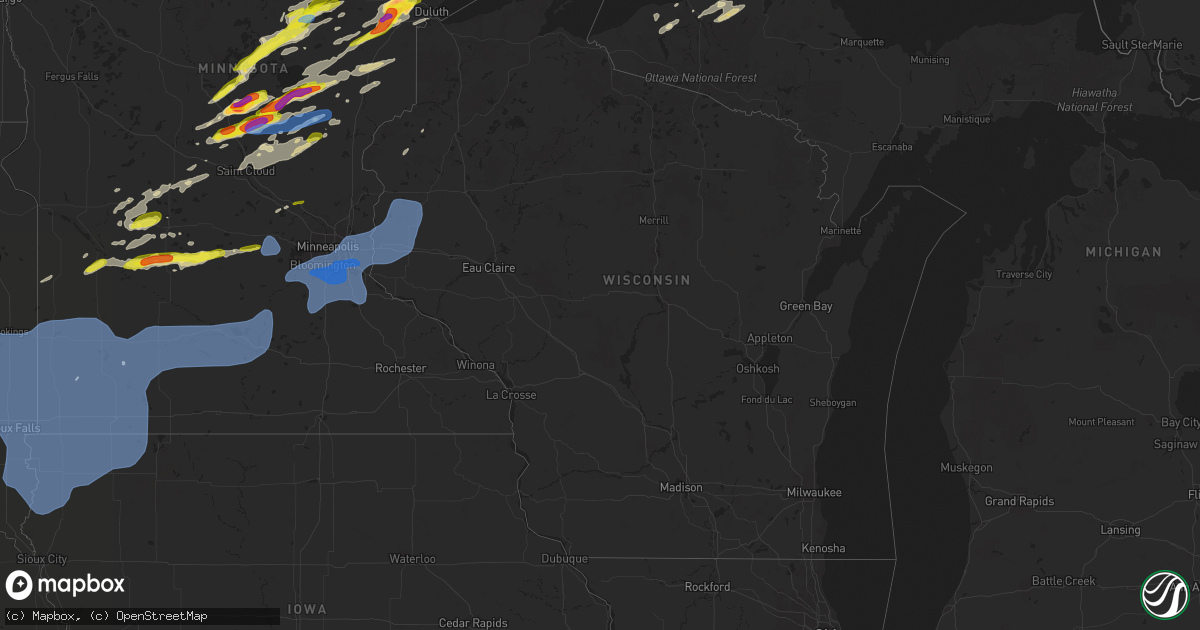 Hail map in Wisconsin on September 16, 2021
