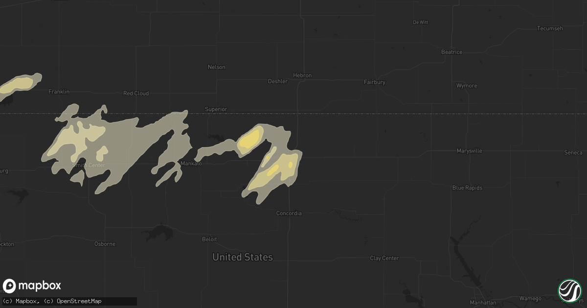 Hail map in Belleville, KS on September 16, 2022