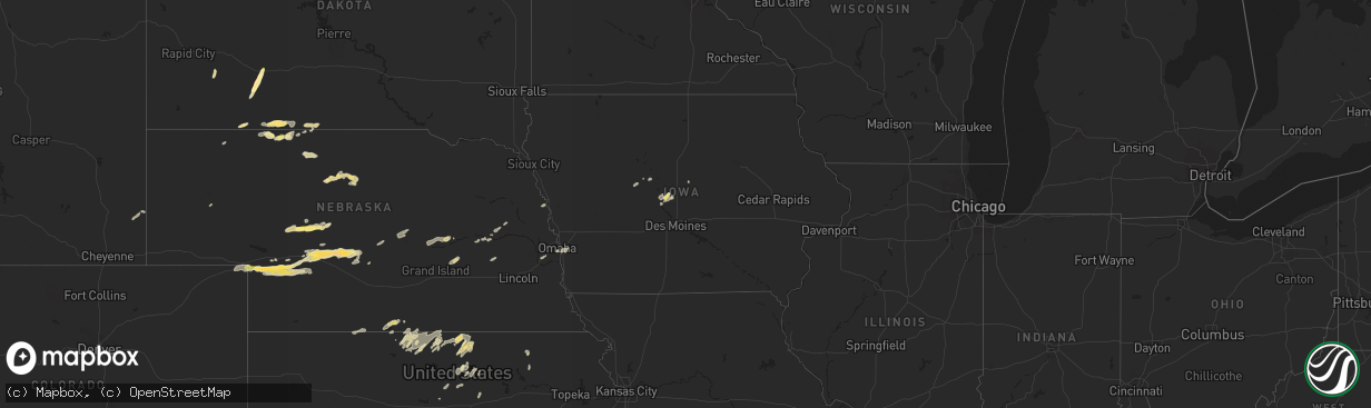 Hail map in Iowa on September 16, 2022