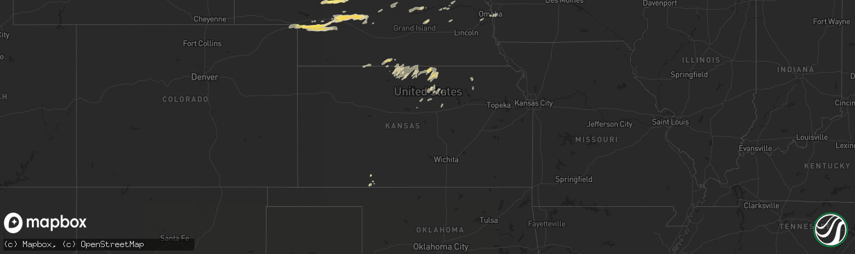 Hail map in Kansas on September 16, 2022