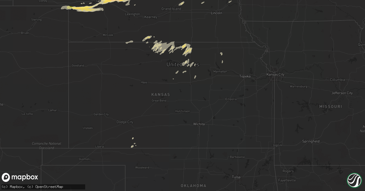 Hail map in Kansas on September 16, 2022