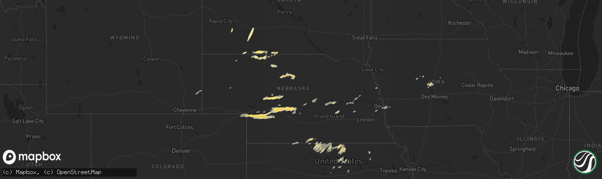Hail map in Nebraska on September 16, 2022