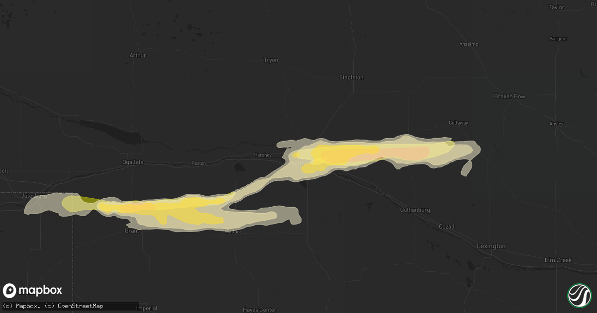 Hail map in North Platte, NE on September 16, 2022
