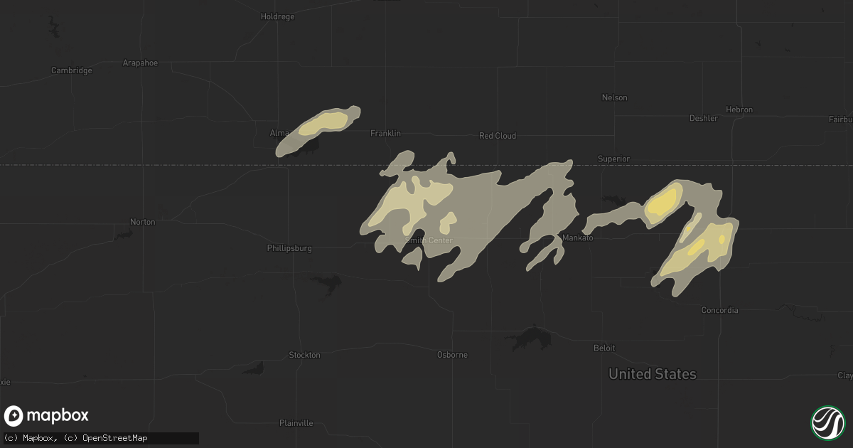 Hail map in Smith Center, KS on September 16, 2022