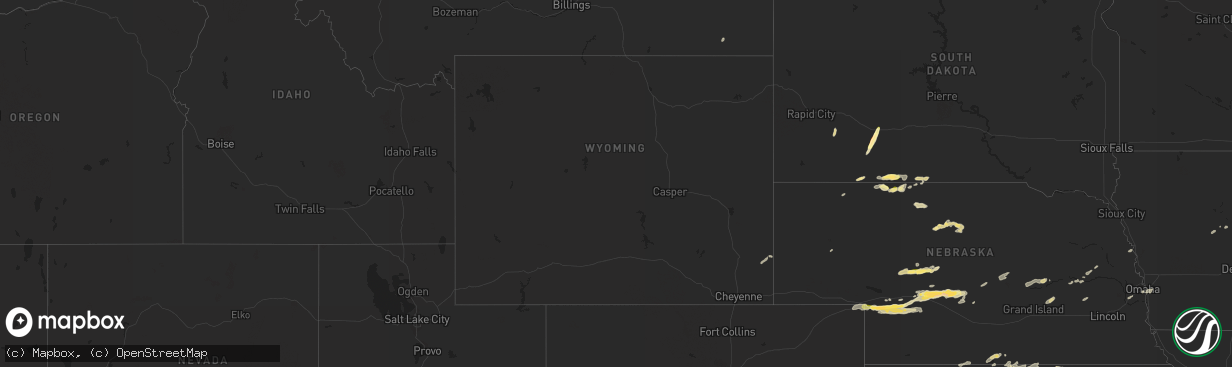 Hail map in Wyoming on September 16, 2022