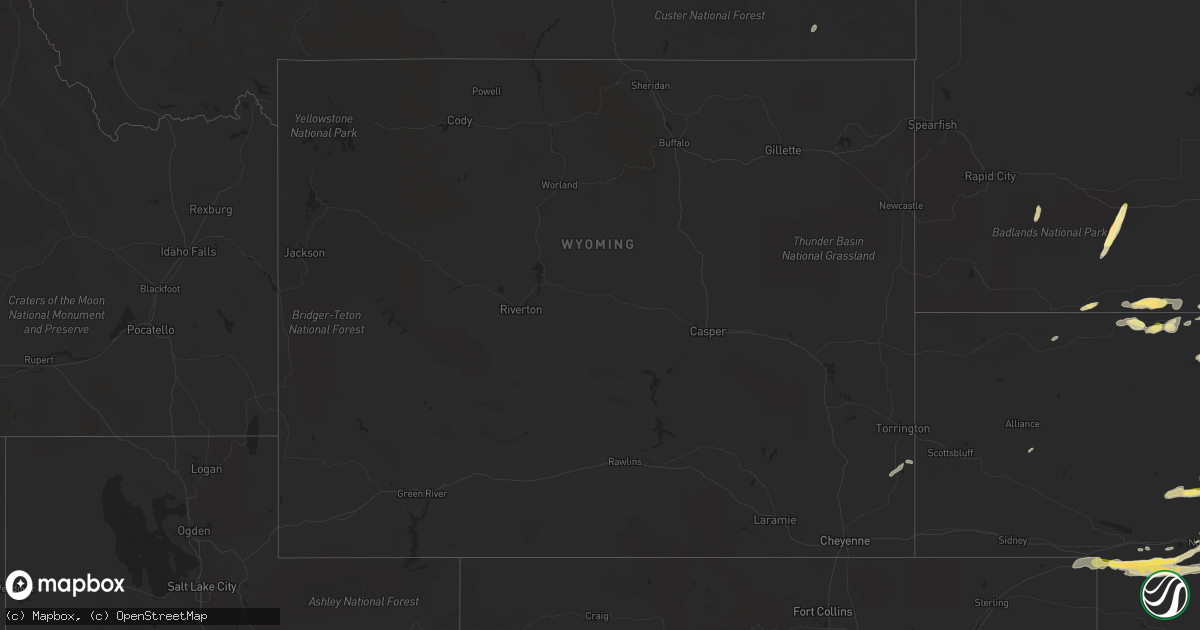 Hail map in Wyoming on September 16, 2022