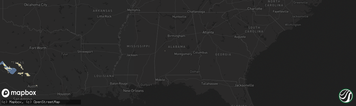Hail map in Alabama on September 16, 2023