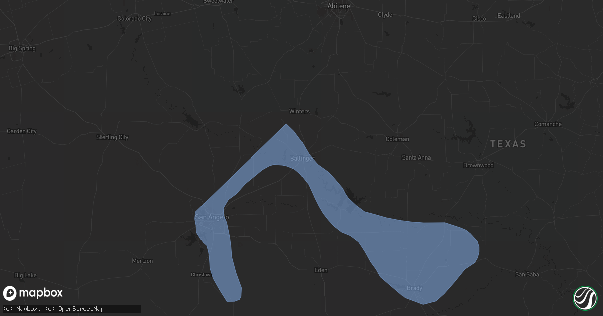 Hail map in Ballinger, TX on September 16, 2023