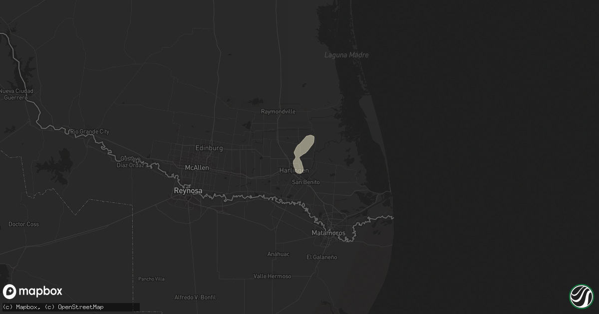 Hail map in Harlingen, TX on September 16, 2023