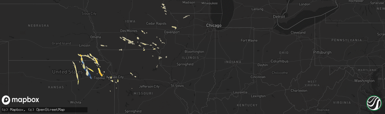 Hail map in Illinois on September 16, 2023