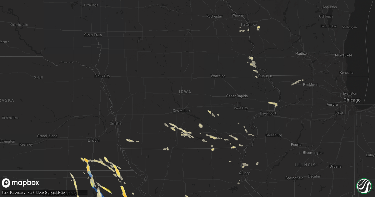 Hail map in Iowa on September 16, 2023
