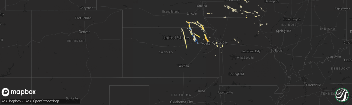 Hail map in Kansas on September 16, 2023
