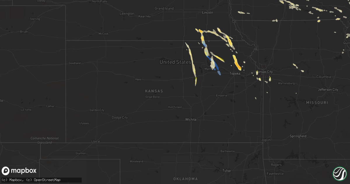 Hail map in Kansas on September 16, 2023