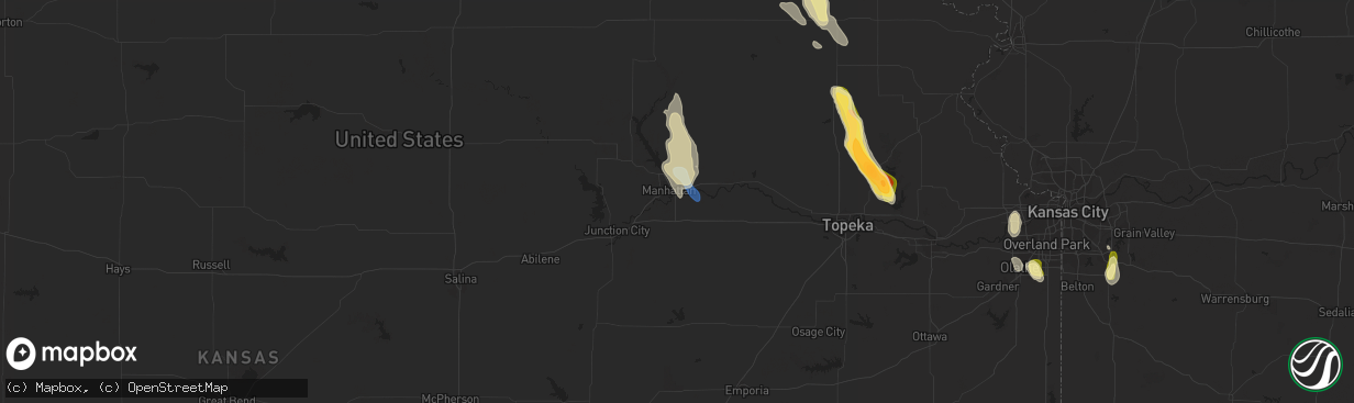 Hail map in Manhattan, KS on September 16, 2023