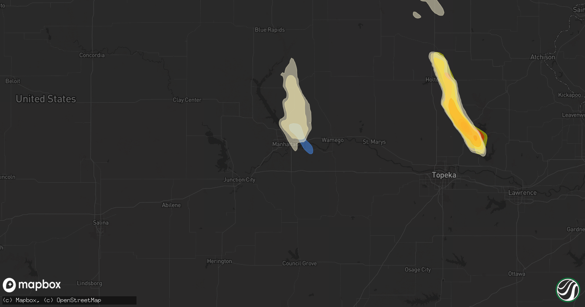 Hail map in Manhattan, KS on September 16, 2023