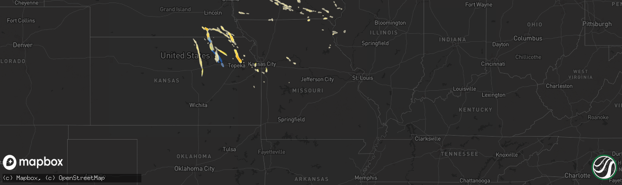 Hail map in Missouri on September 16, 2023