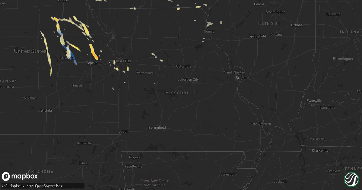 Hail map in Missouri on September 16, 2023