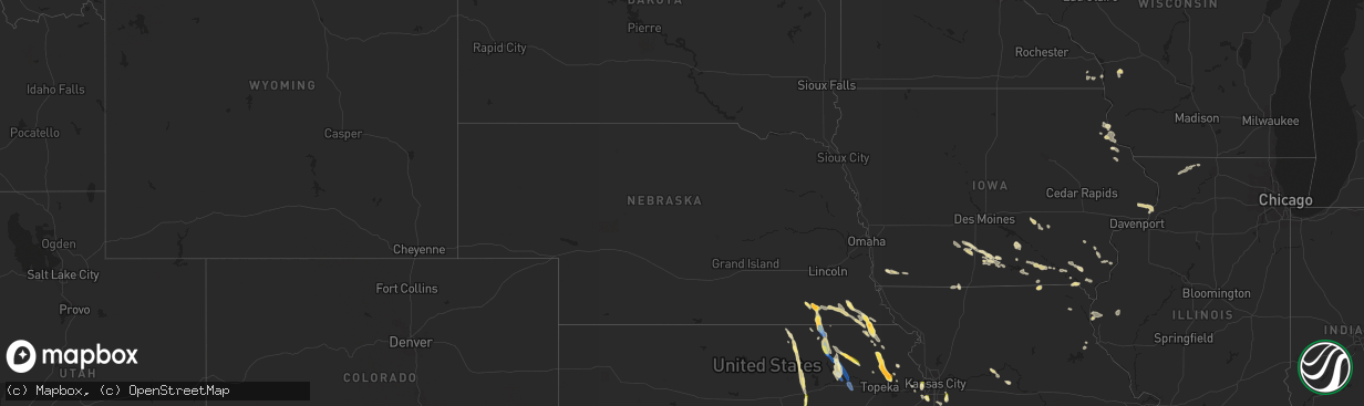 Hail map in Nebraska on September 16, 2023