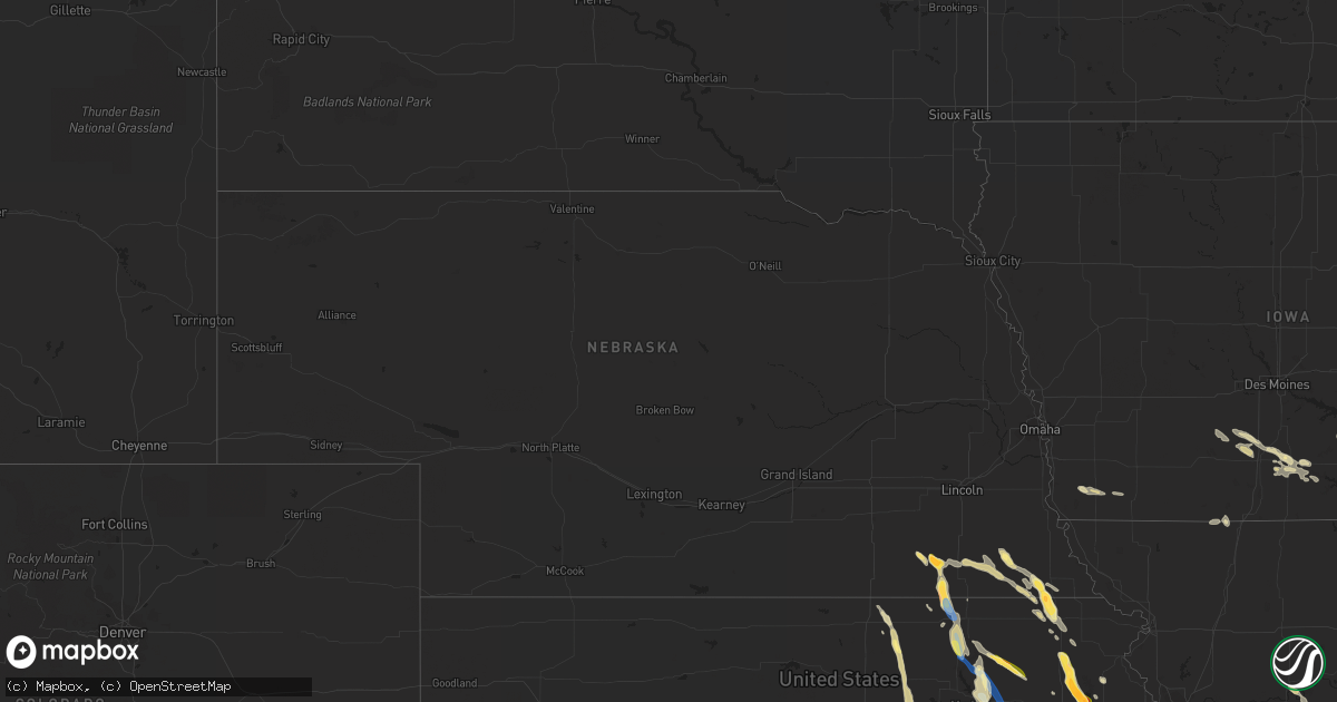 Hail map in Nebraska on September 16, 2023