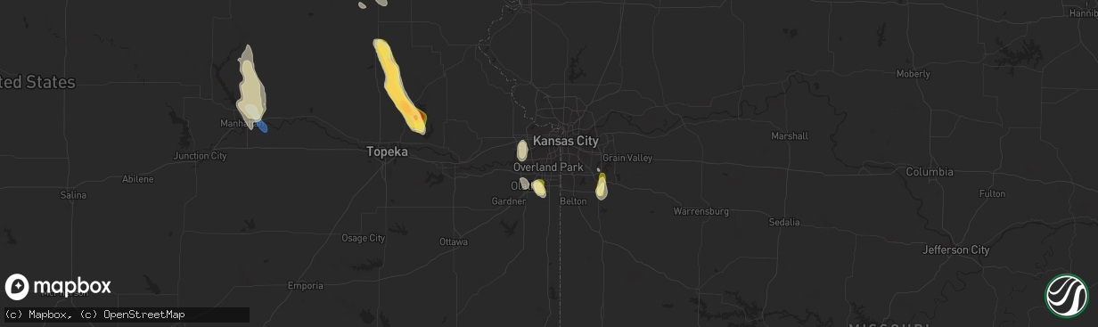 Hail map in Overland Park, KS on September 16, 2023