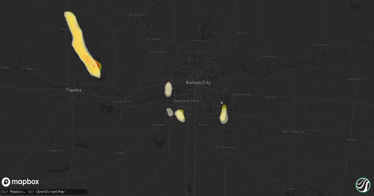 Hail map in Overland Park, KS on September 16, 2023