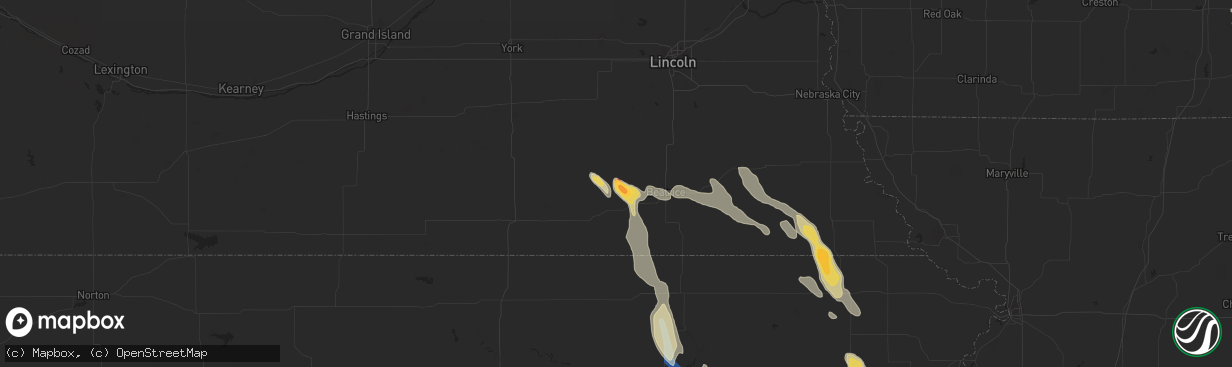 Hail map in Plymouth, NE on September 16, 2023