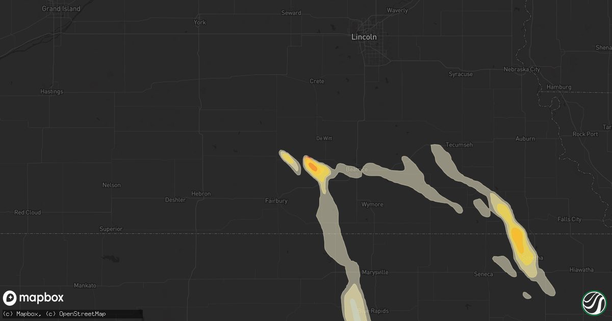 Hail map in Plymouth, NE on September 16, 2023